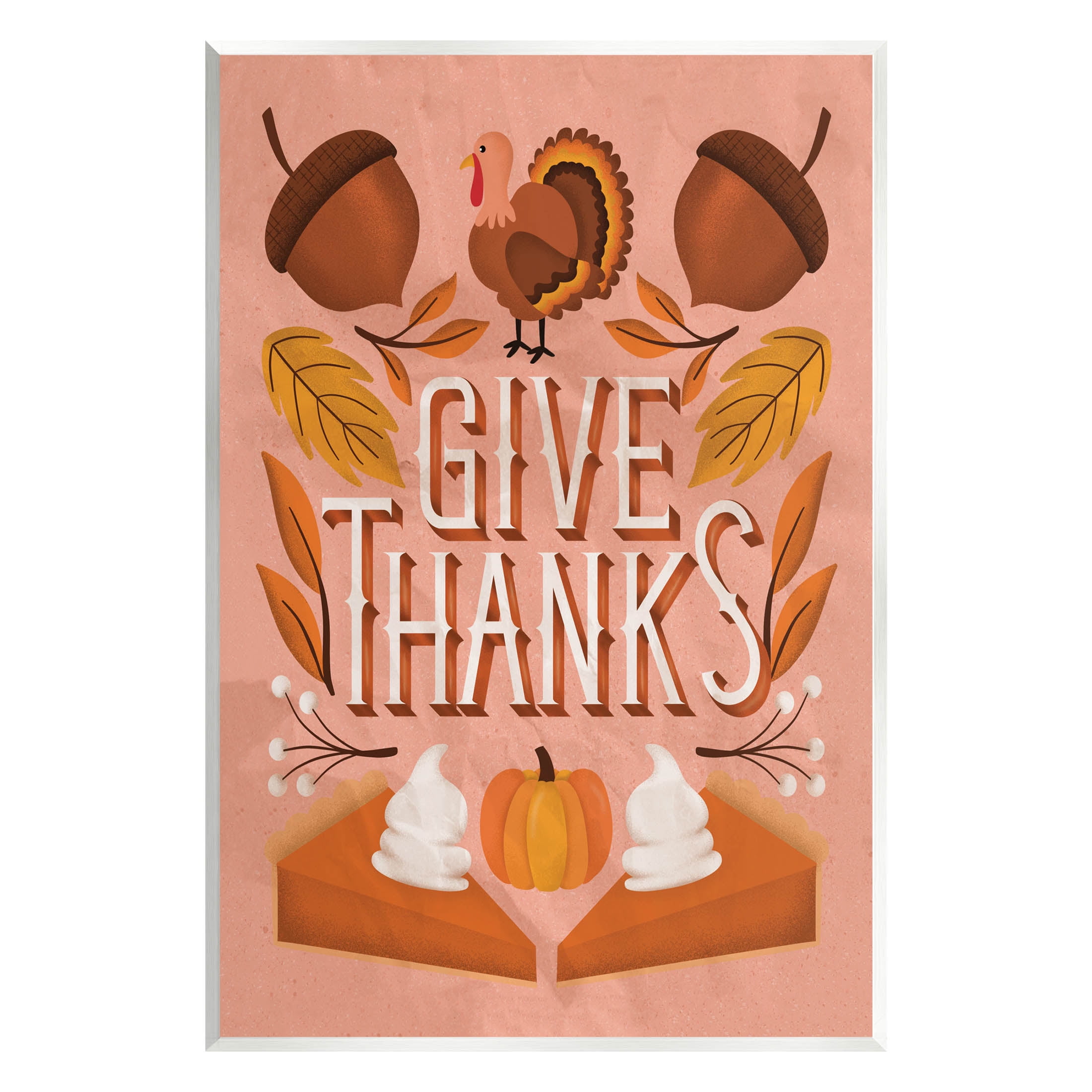 Give Thanks Botanical Pumpkin Desserts Holiday Graphic Art Unframed Art Print Wall Art