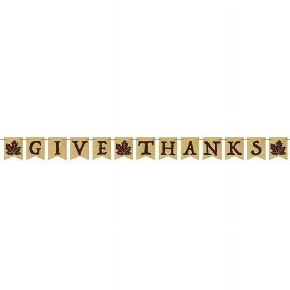 Give Thanks Burlap Pennant 8-Foot Banner