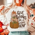 thumbnail image 1 of Give Thanks Christian Fall Sweatshirt, Leopard and Dalmatian Pumpkin Shirt, Coquette Thanksgiving Jesus Cross Sweater, 1 of 5