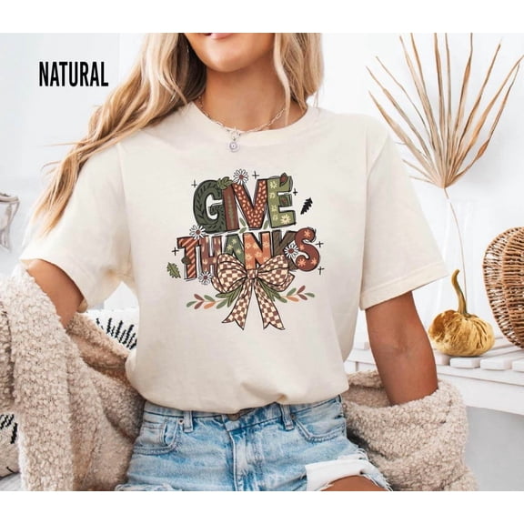 Give Thanks Coquette Shirt, Thanks Giving Sweatshirt, Thanksgiving Shirt, Thankful Family Shirts, Thanksgiving Gift, Thanksgiving Tshirt All Size S-5XL