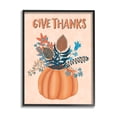 thumbnail image 1 of Give Thanks Fall Botanical Blooms Holiday Graphic Art Black Framed Art Print Wall Art, 1 of 7