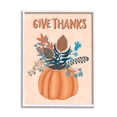 thumbnail image 1 of Give Thanks Fall Botanical Blooms Holiday Graphic Art White Framed Art Print Wall Art, 1 of 7