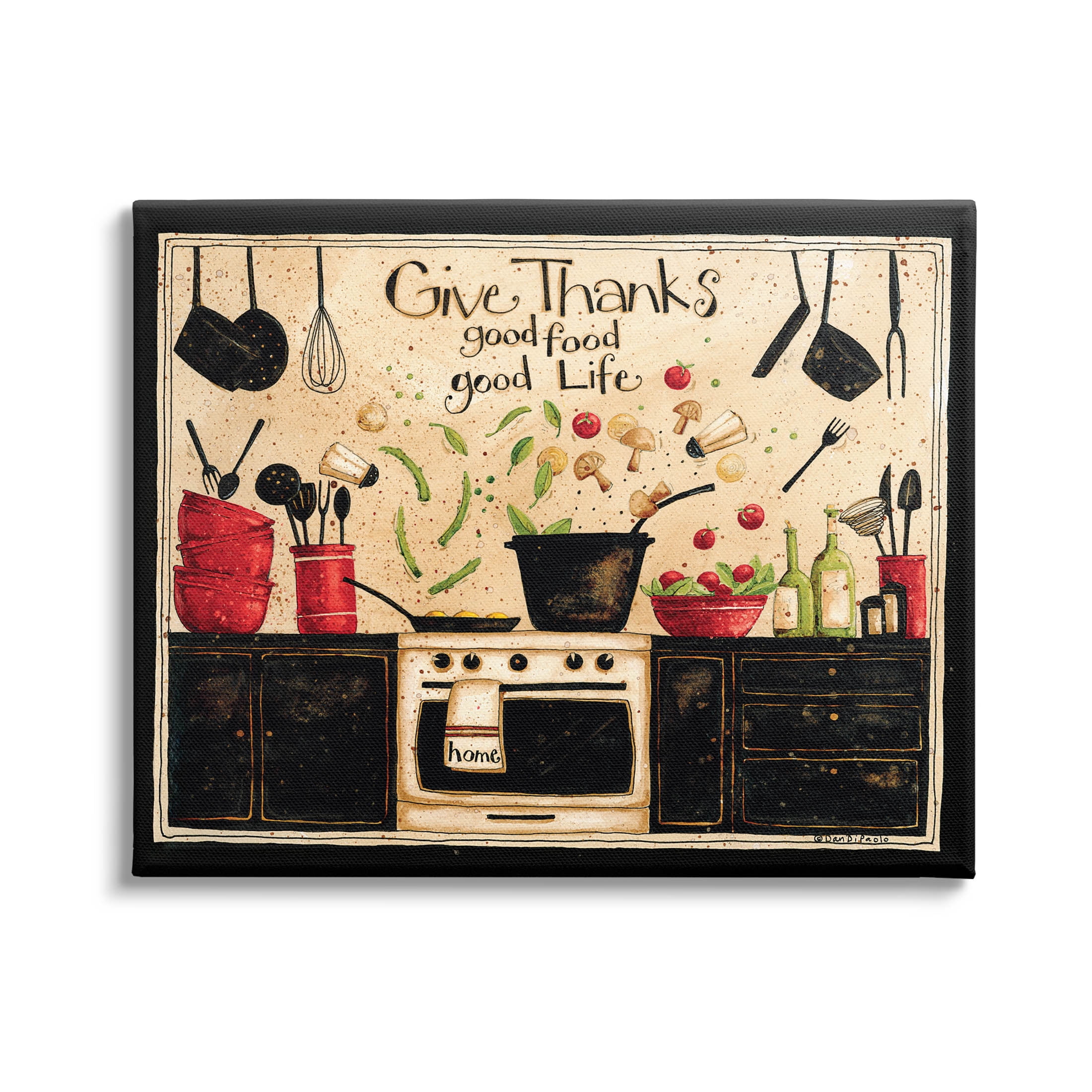 Give Thanks Good Food Phrase Food & Beverage Graphic Art Gallery Wrapped Canvas Print Wall Art