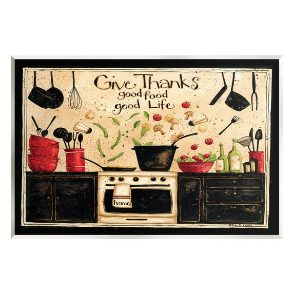 Give Thanks Good Food Phrase Food & Beverage Graphic Art Unframed Art Print Wall Art