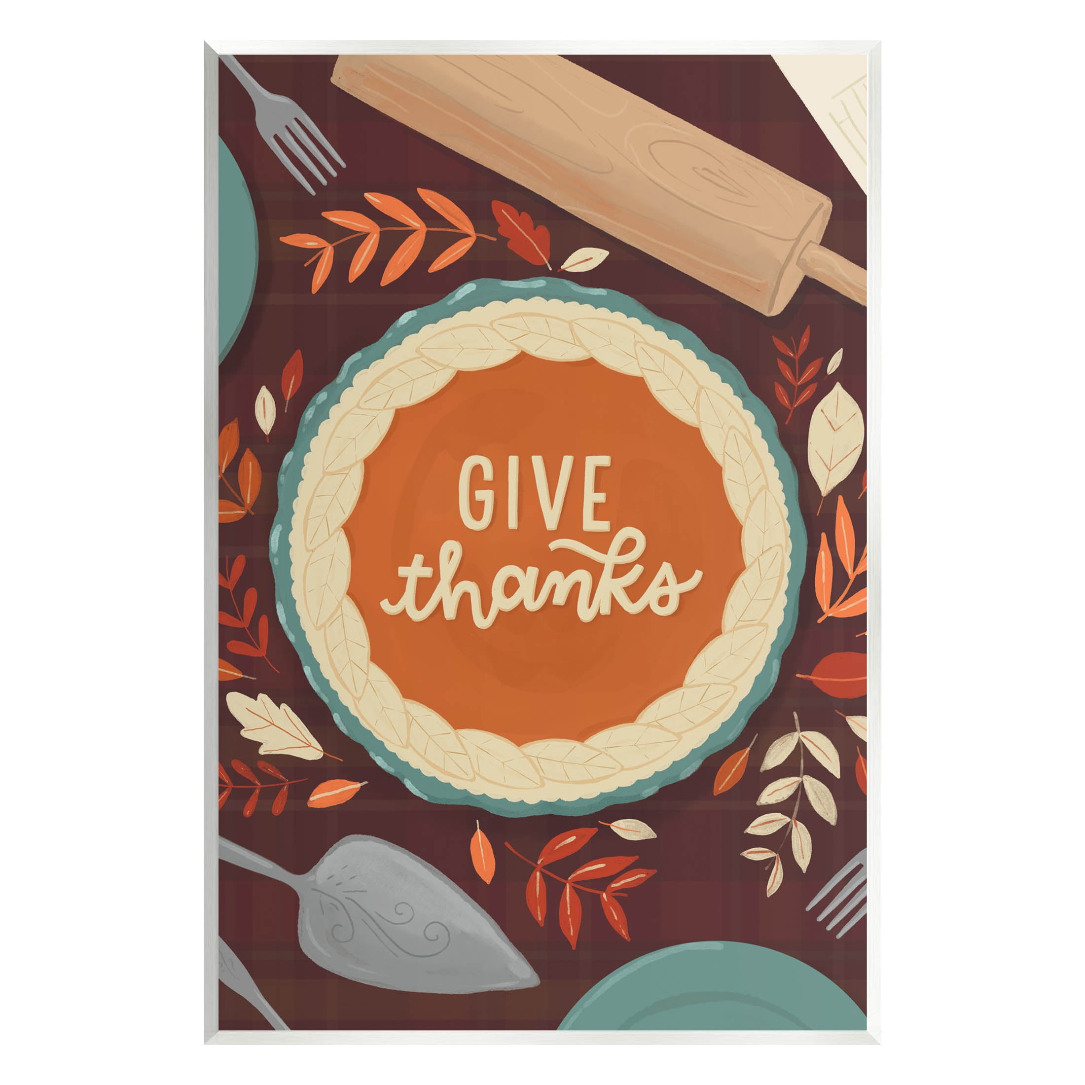 Give Thanks Kitchen Utensils Pattern Holiday Graphic Art Unframed Art Print Wall Art