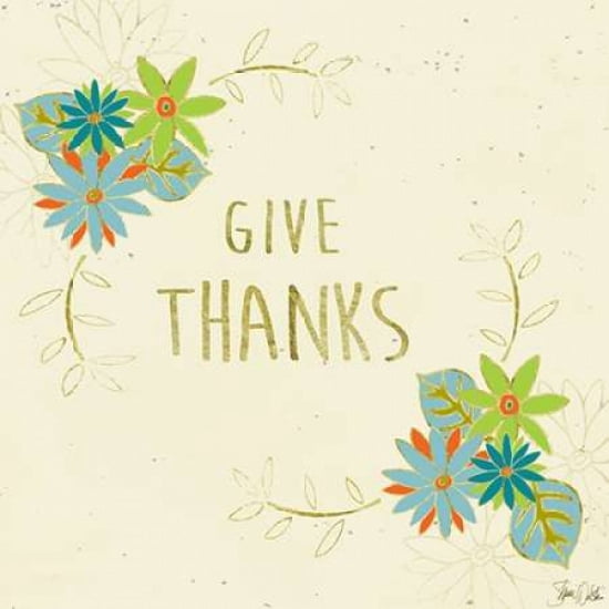 Give Thanks Leaves Canvas Art - Shanni Welsh (24 x 24)