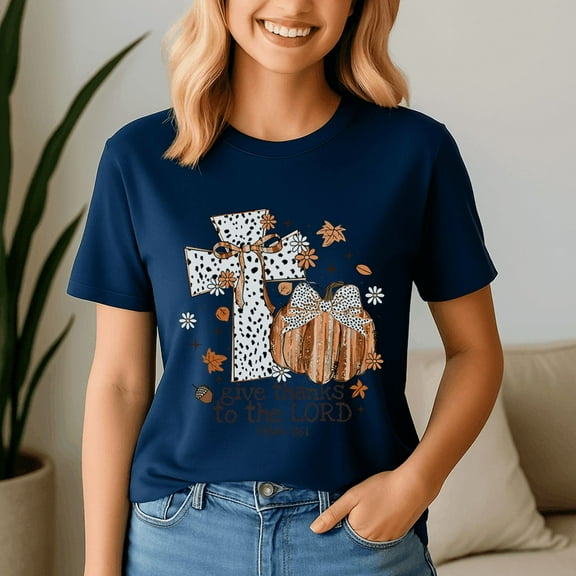 Give Thanks To The Lord Fall Cross Christian Thanksgiving Shirt, Thanksgiving Shirt,Turkey Tee, Holiday Gift, Happy Thanksgiving Tshirt, Turkey Day, Family Gobble ,Pumpkin Season