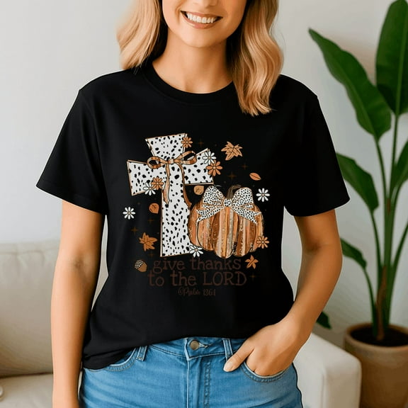 Give Thanks To The Lord Fall Cross Christian Thanksgiving Shirt, Thanksgiving Shirt,Turkey Tee, Holiday Gift, Happy Thanksgiving Tshirt, Turkey Day, Family Gobble ,Pumpkin Season