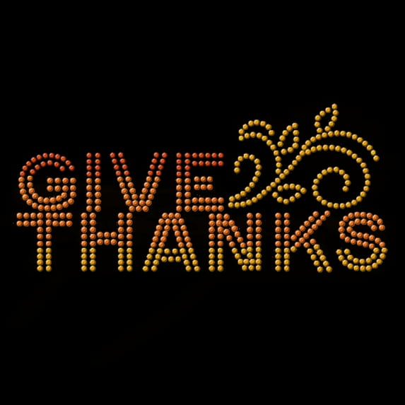 Give Thanks Ombre Fall Orange Gold Thanksgiving Autumn Iron-on Shiny Rhinestud Heat Transfer by JCS Rhinestones