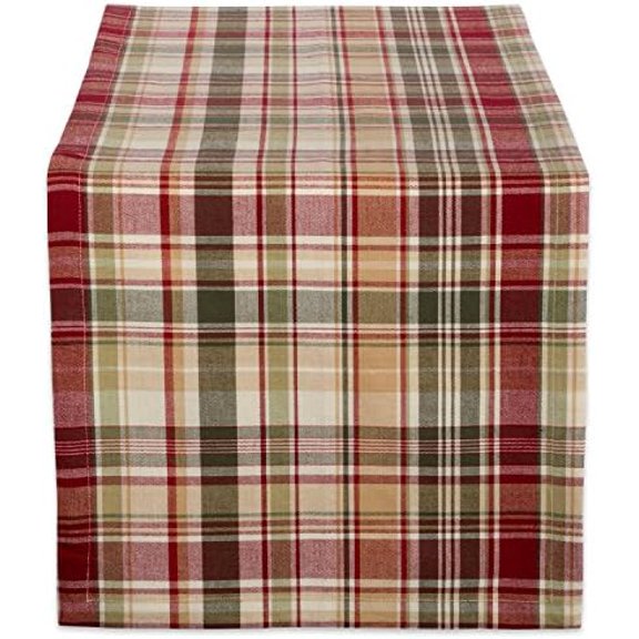 Give Thanks Plaid Fall Table Decor, Autumn & Thanksgiving Tabletop Linens, 14x72 Table Runner