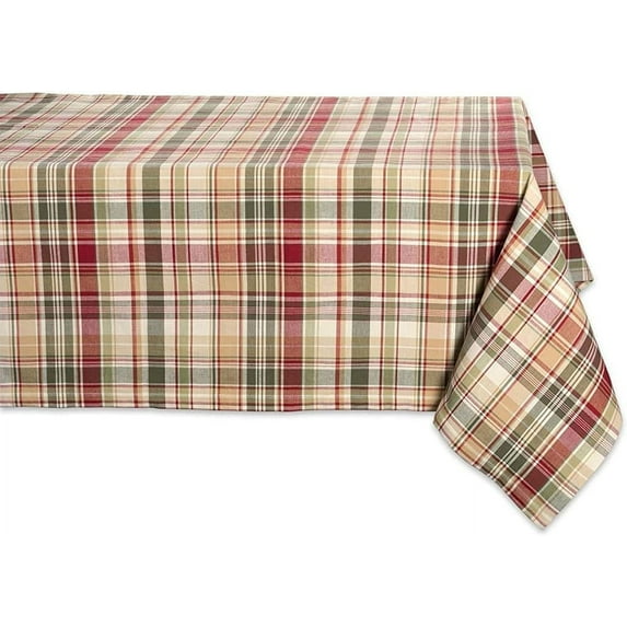 Give Thanks Plaid Fall Table Decor, Autumn & Thanksgiving Tabletop Linens, 60x84 Rectangle Tablecloth
