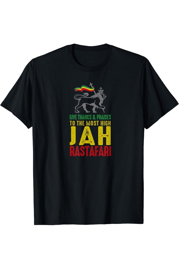 Give Thanks & Praises Rastafari Reggae Jah Rasta Clothing T-Shirt, Unisex T-Shirt