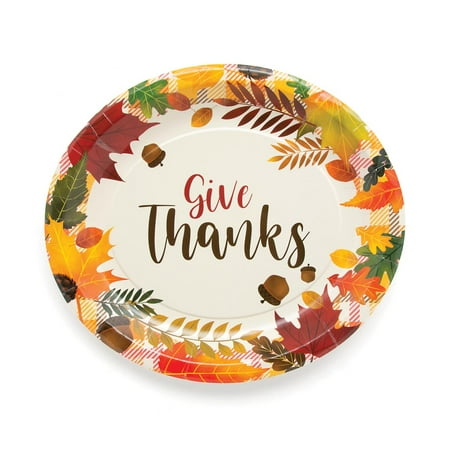 Give Thanks Thanksgiving Paper Banquet Plates - 25 Ct.