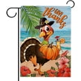 thumbnail image 1 of Give Thanks Thanksgiving Turkey Garden Flag, Fall Pumpkin Beach Sea Coastal Decorative Yard Outdoor Home Small Decor, Autumn Hawaii Ocean Hibiscus Flower Tropical Outside House Decoration 12.5x18, 1 of 6