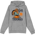 thumbnail image 1 of Give Thanks Turkey Sitting On Pumpkin Adult Heather Gray Long Sleeve Hoodie-XXL, 1 of 6