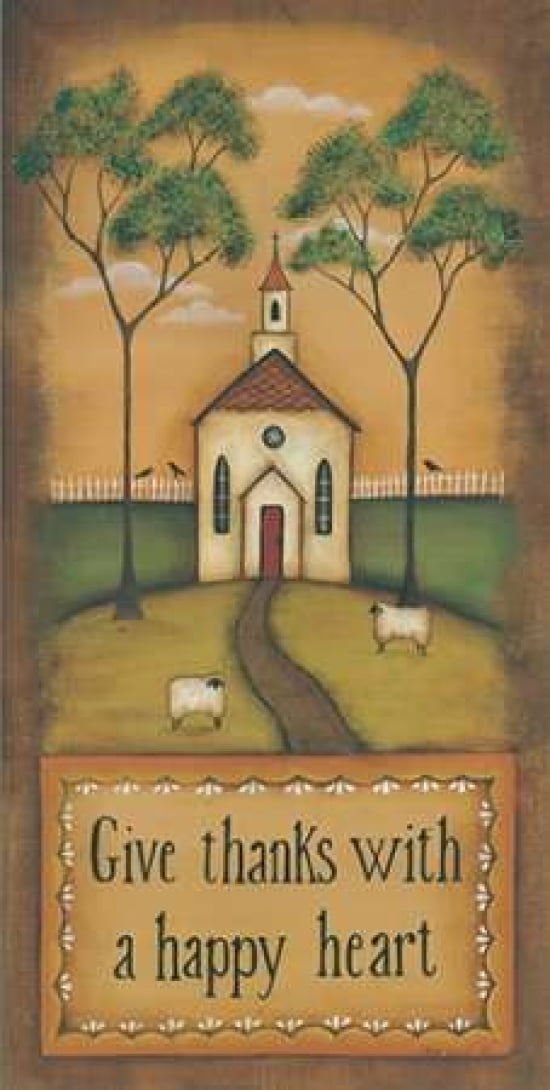 Give Thanks With a Happy Heart Canvas Art - Kim Lewis (10 x 20)
