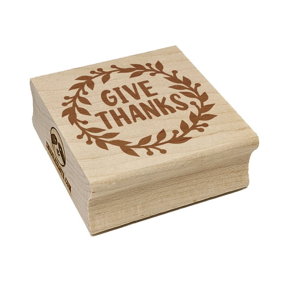 Give Thanks Wreath Square Rubber Stamp Stamping Scrapbooking Crafting - Large 2.75in