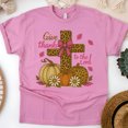 thumbnail image 1 of Give Thanks to the Lord Christian Fall Pumpkin Cross Graphic T-Shirt, Azalea, Size M, 1 of 6