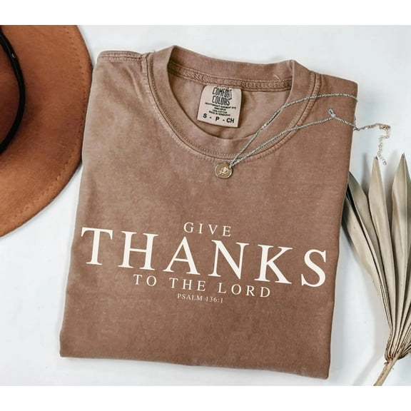 Give Thanks to the Lord T-Shirt, Thanksgiving Christian Shirt, Psalm 136:1 Bible Verse Tee, Fall Jesus Shirt