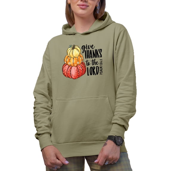 Give Thanks to the Lord, Thanksgiving Day Art Merch Gift, Sand Hooded Sweatshirt or Hoodie, XL