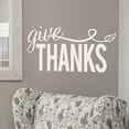 thumbnail image 1 of Give Thanks with Leaf Vinyl Lettering Wall Decal Sticker Fall Decor Thanksgiving Decals - Size: 10"H x 20"L - Color: Ivory, 1 of 5