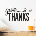 thumbnail image 1 of Give Thanks with Leaf Vinyl Lettering Wall Decal Sticker Fall Decor Thanksgiving Decals - Size: 6"H x 11.5"L - Color: Black, 1 of 5