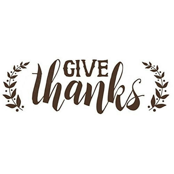 Give Thanks with Leaves Fall Autumn Decor Wall Decal Sticker, 23 x 8 , Chocolate