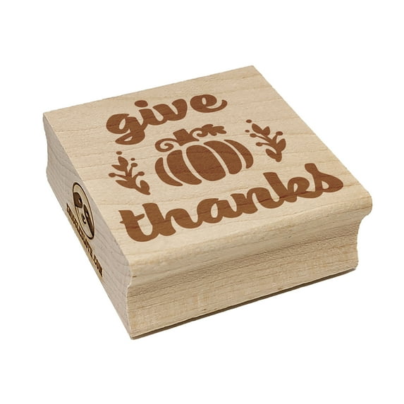Give Thanks with Pumpkin Autumn Fall Square Rubber Stamp Stamping Scrapbooking Crafting - Small 1.25in