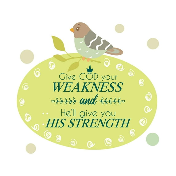 He'll Give You His Strength Inspiring Religious Quote Vinyl Wall Decal Wall Art Sticker Designs Vinyl Stickers For Home House Walls Rooms Windows Bedroom Decoration Size (12x12 inch)