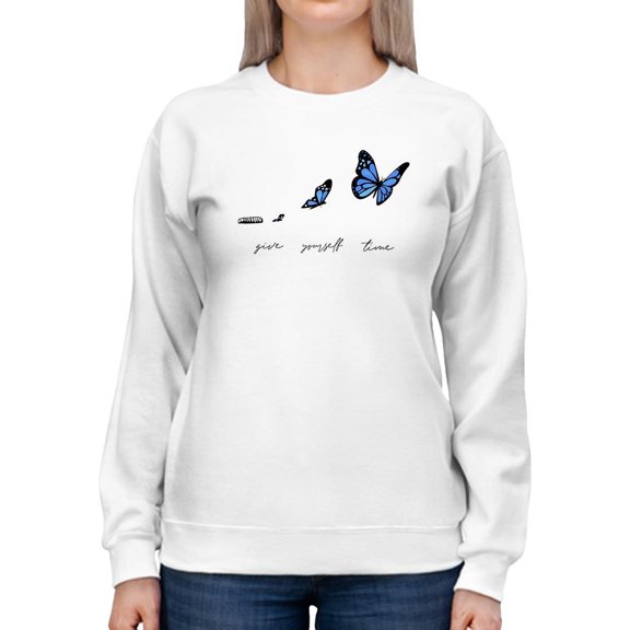 Give Yourself Time Butterfly  Sweatshirt Women -Image by Shutterstock, Female Medium