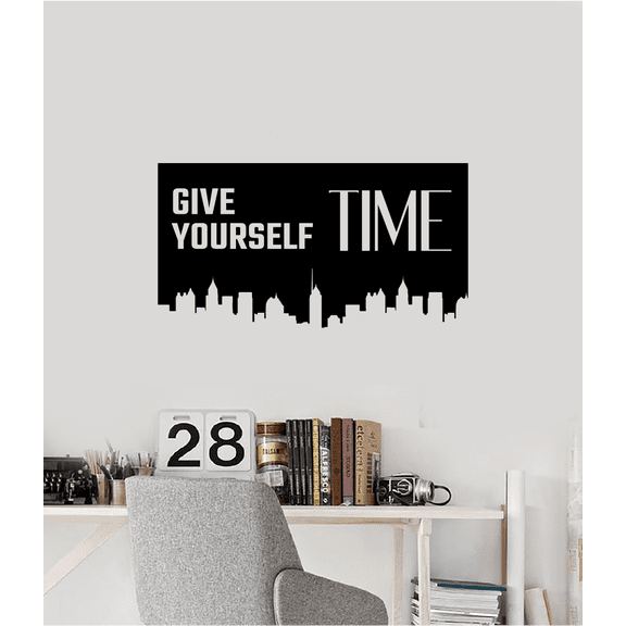 Give Yourself Time Quote Positive Life Mantra Inspiration Motivation Quotes Saying Wall Art Sticker Designs Vinyl Stickers For Home House Walls Rooms Windows Bedroom Decoration Size (27x30 inch)