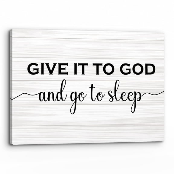 Give it to God and Go to Sleep Wall Art,Religious Vintage Bedroom Sayings Print Framed Canvas Painting Artwork Home Bathroom Room Office Decor