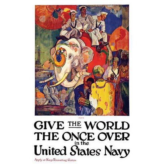 Give the world the once over in the United States Navy- Fine Art Canvas Print (20" x 30")