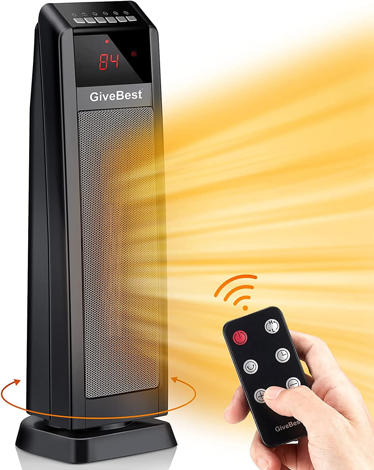 GiveBest 24" Tower Space Heater with Remote Control, Quick Heating, Safe & Quiet for Indoor Use