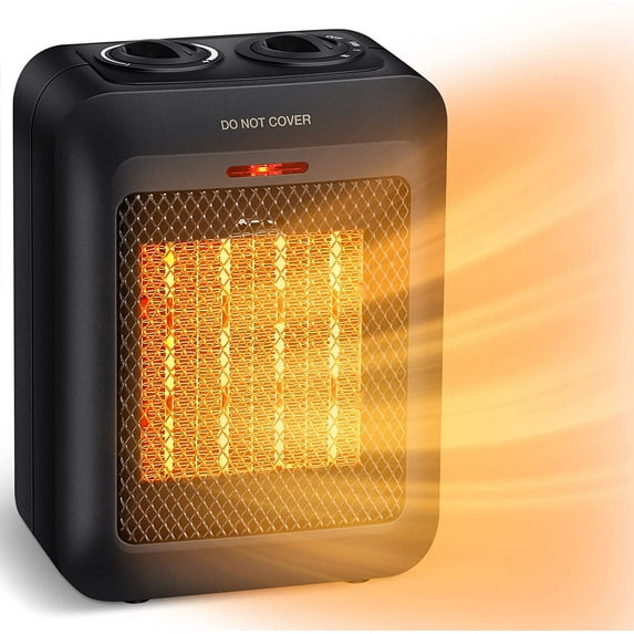 GiveBest Portable Ceramic Space Heater, 1500W/750W Electric Heater with Overheat and Tip Over Protection, Fan Mode,Adjustable Thermostat, Fast Heating Safe Small Heater for Office Room Desk Indoor Use