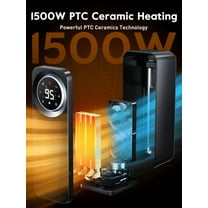 Givebest Touch Panel Space Heaters for Indoor Use, 1500W Fast Heating Electric with Remote, 5 Modes, Quiet and Night Light, Thermostat Control, Ideal for Bedroom, Office