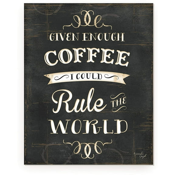 Given Enough Coffee I Could Rule The World Rustic Wood Wall Sign 12x15 (Unframed)
