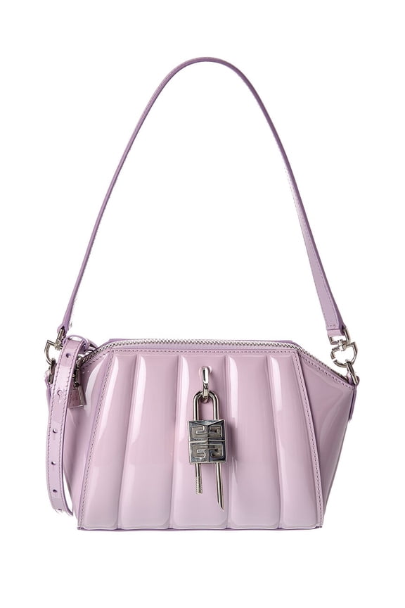 Antigona Lock Mini Patent Shoulder Bag, Purple