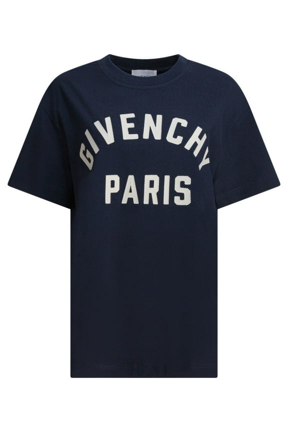 Boxy Cotton T-Shirt With Contrasting Paris Logo (Women's)