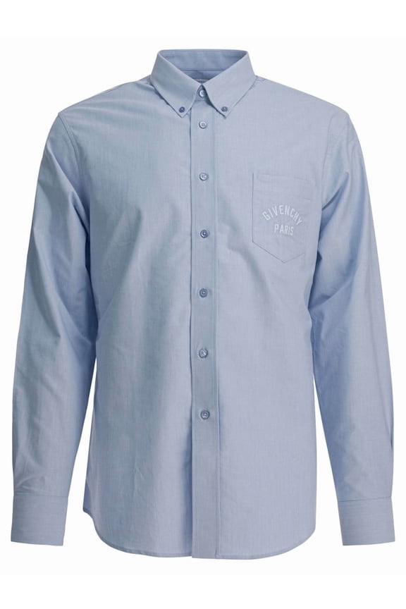 Button-Down Collar Cotton Shirt With Signature Logo (Men's)