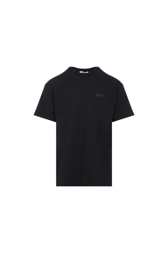 Classic Black Cotton T-Shirt With Subtle Patch Detail (Men's)