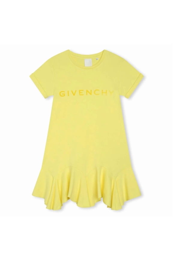 Girls 4G-Print Cotton Ruffled Dress, Size 10Y