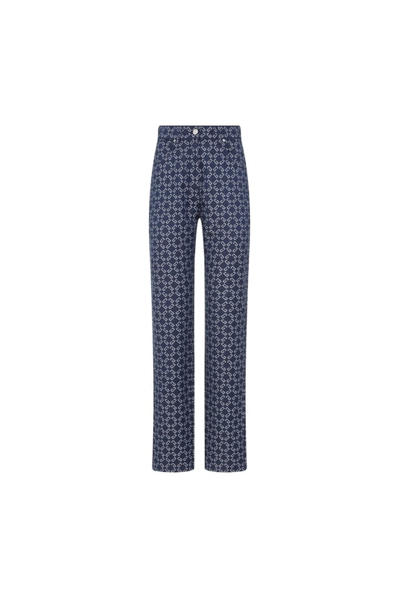 High-Waisted Straight-Leg Jeans With Distinctive Pattern (Women's)