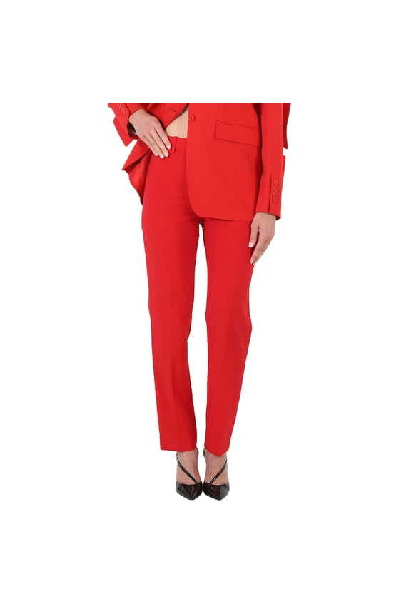 Ladies Pop Red Concealed Fastening Tailored Trousers, Waist Size 36"