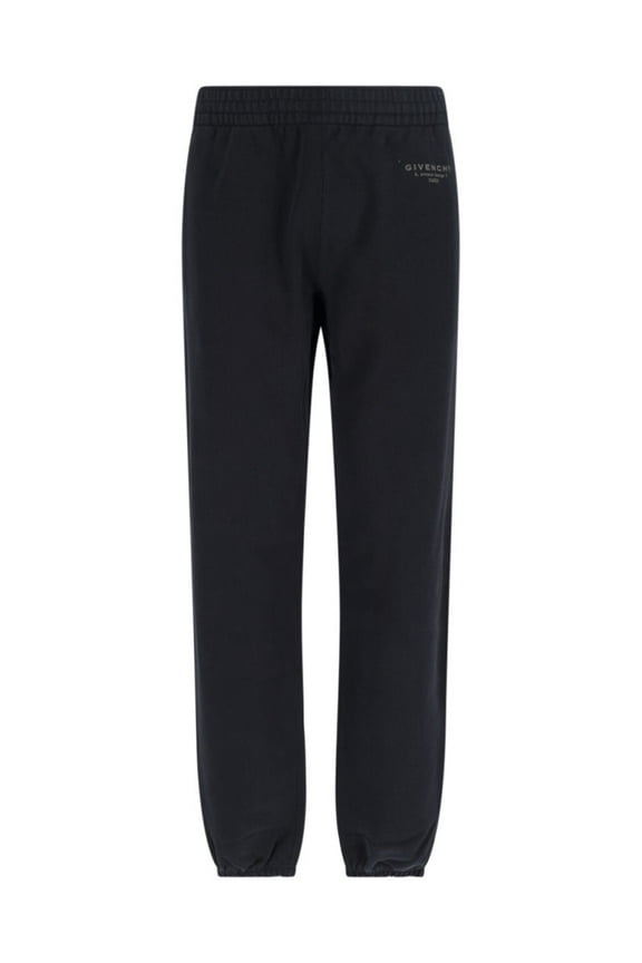 Logo Track Pants, In Black Cotton, Elasticated Mid-Rise (Men's)