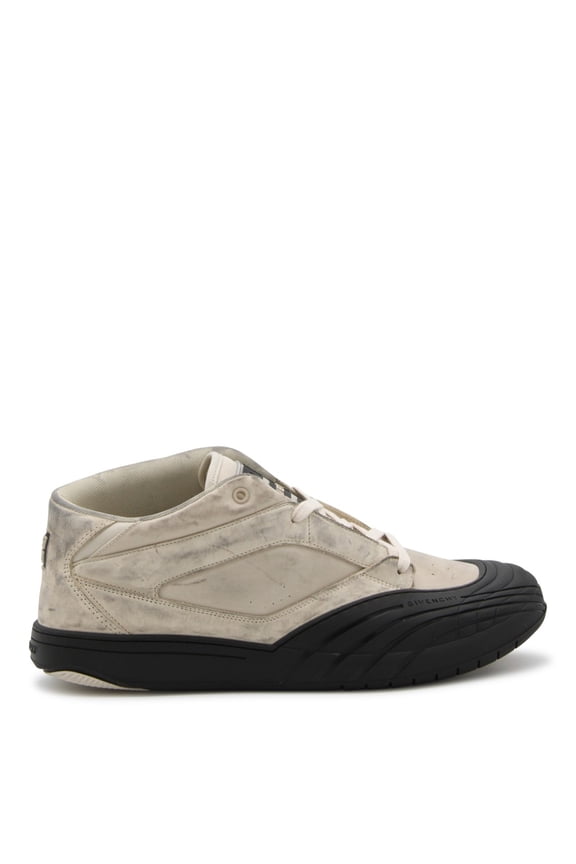 Beige Leather Back Logo Sneakers Grey (Men's)