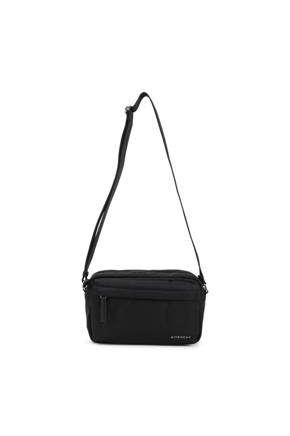 Men's Rectangular Structured Polyamide Shoulder Bag Black