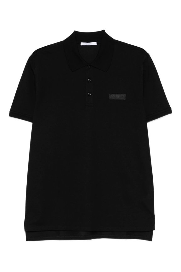 Regular Fit Black Cotton Logo Polo (Men's)