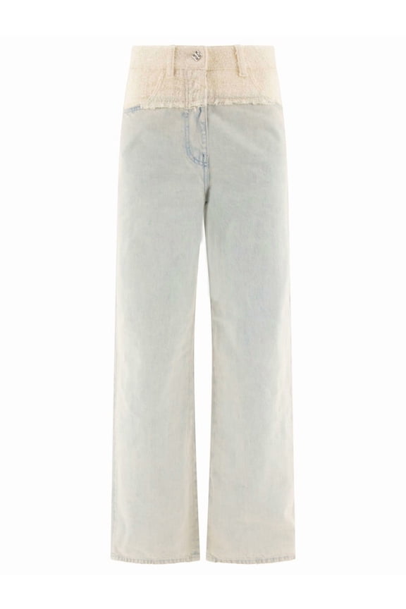 Oversized Mixed Fabric Oversized Jeans (Women's)