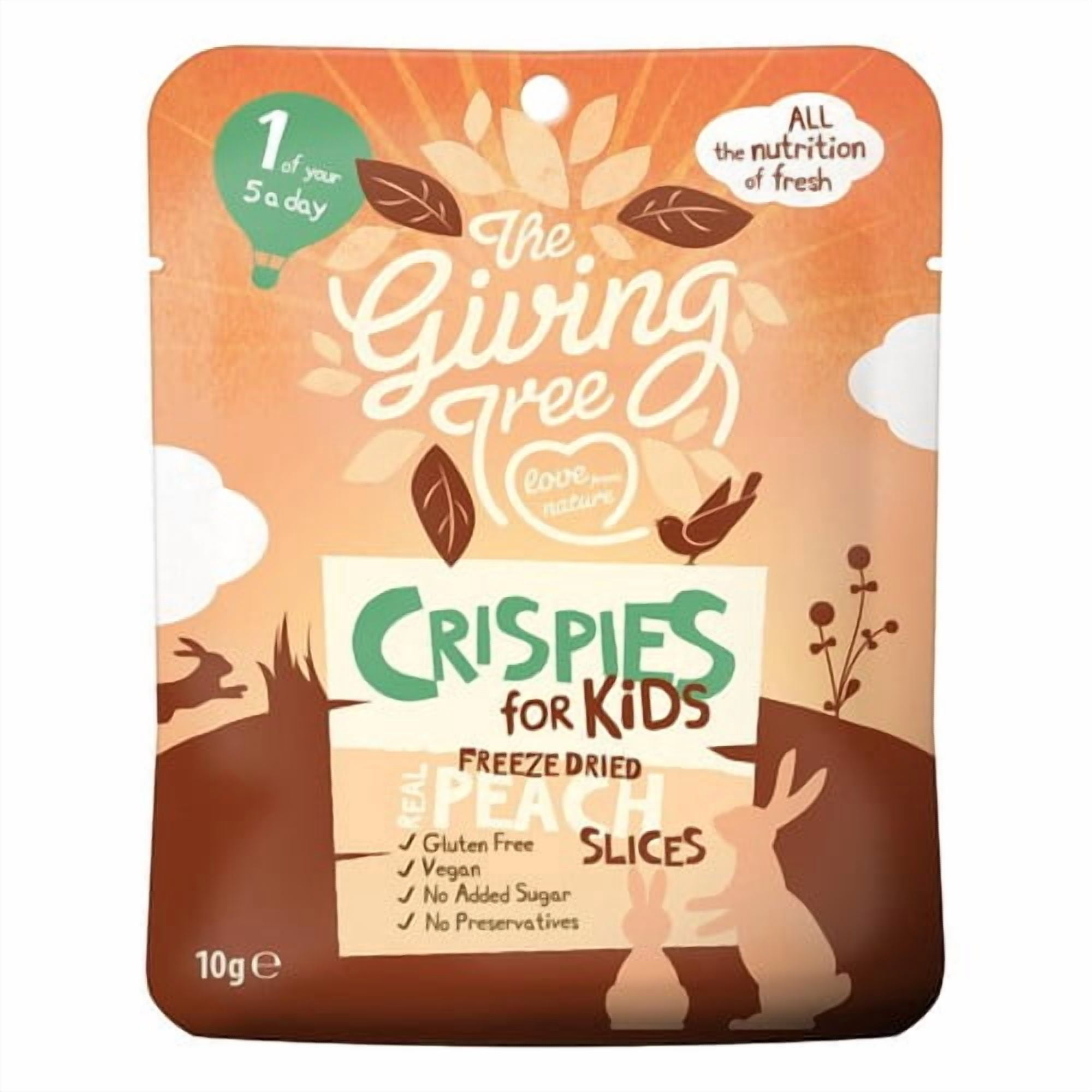 Giving Tree Freeze Dried Peach Crispies for Kids 10g, British Import (Pack of 2)